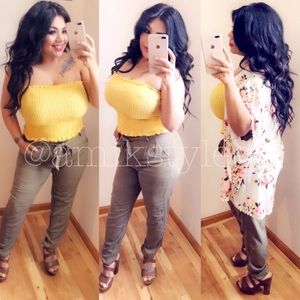 Mustard strapless tube top
